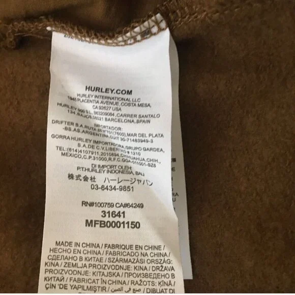 NWT NEW- Size XXL Hurley OAO Solid Summer Fleece Pant Ale Brown Cotton MSRP $50 - Picture 7 of 14